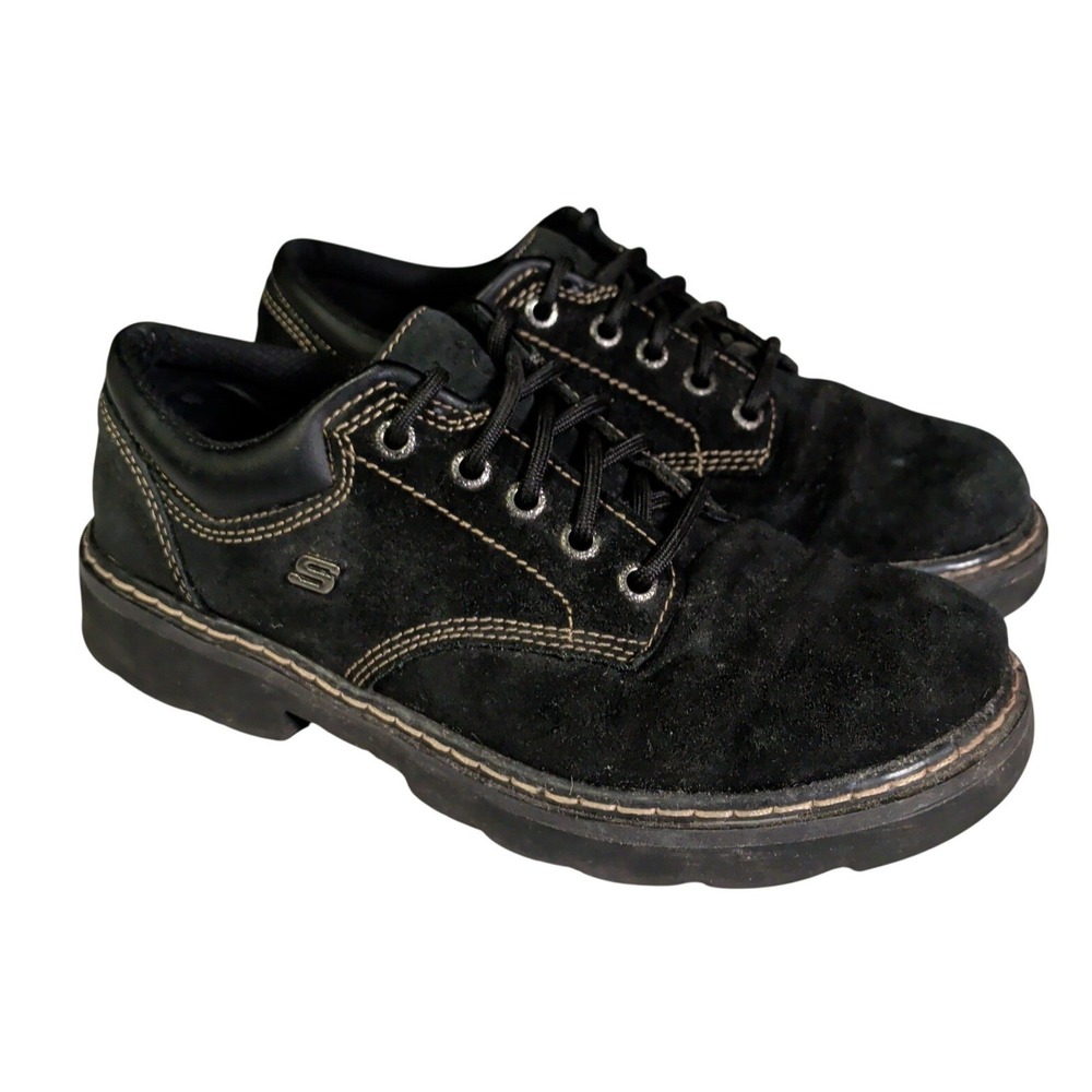 Vintage Skechers Chunky Platform Shoes Womans Size 7.5 Black Leather 45120 Y2K